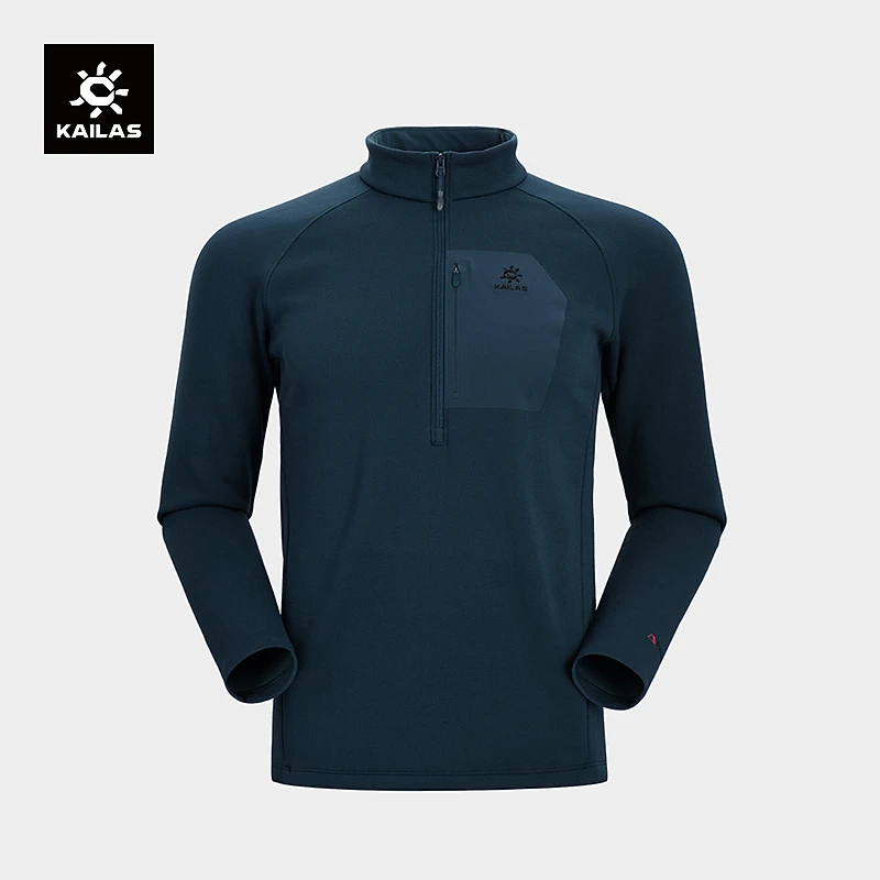 KAILAS凯乐石冷杉立领半开胸抓绒衫T恤耐磨户外登山徒步攀冰男款