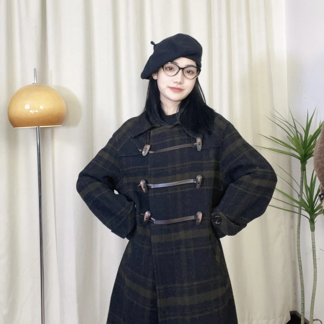 【纹纹baby专属】Z11冬季女装简约中长款扣加厚毛呢外套Z20DL731