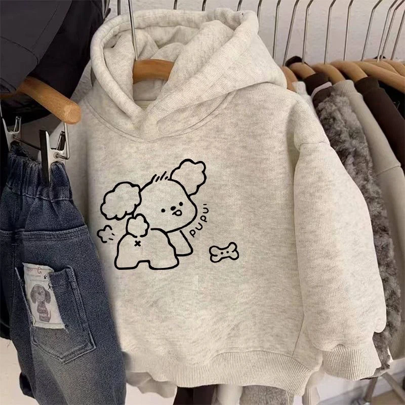 儿童加绒连帽卫衣男女童秋冬季新品保暖韩版宽松洋气时髦休闲上衣