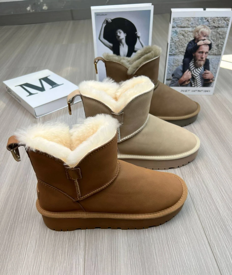 2024冬季新款皮毛一体雪地靴女厚底防水学生休闲短筒KSDS20241008