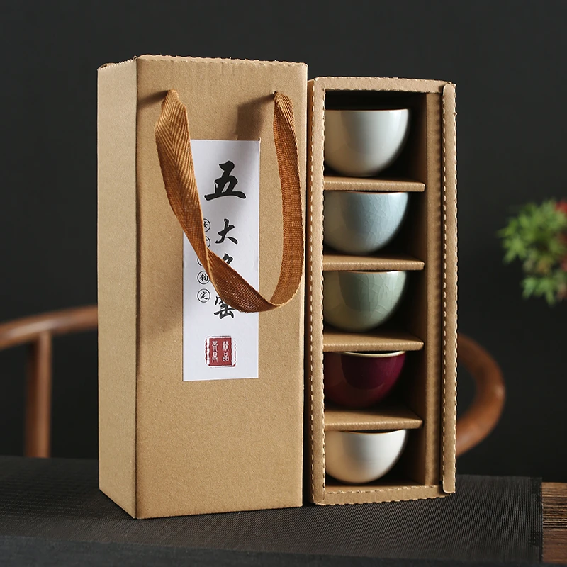玩物尚置五大名窑陶瓷茶杯套装品茗杯汝窑哥窑主人杯功夫家用客杯