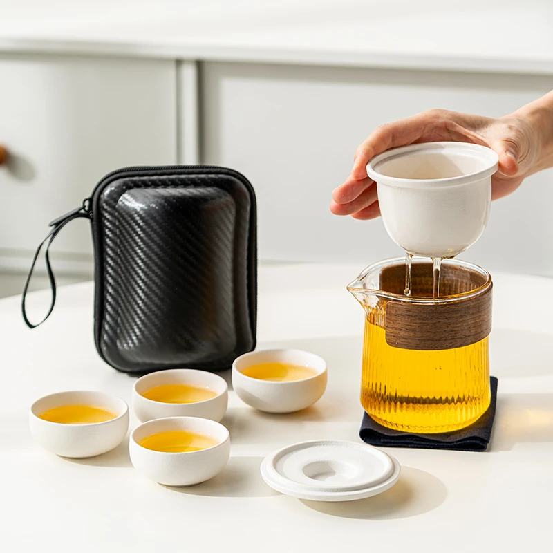 玻璃旅行茶具套装便携式快客杯旅游随身户外露营单人泡茶装备收纳