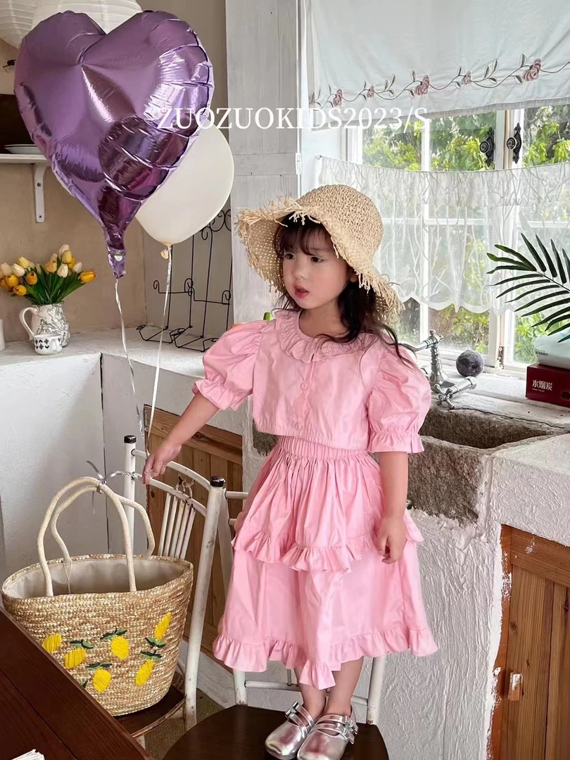 女宝夏款甜美时尚连衣裙2024新款儿童洋气套装