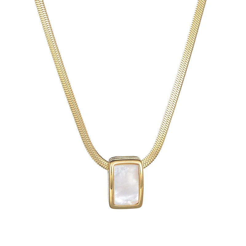 不锈钢项链 简约气质方形项链法式设计感小众精致锁骨链