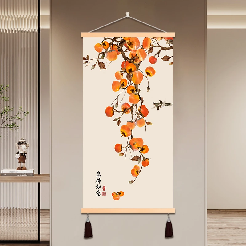 事事如意客厅卧室新中式装饰画走廊玄关入户书房墙画遮挡布艺挂画