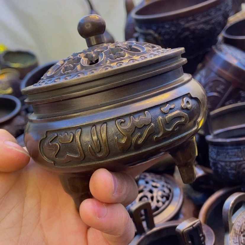 【闪购商品】黄铜2个小回文带盖炉