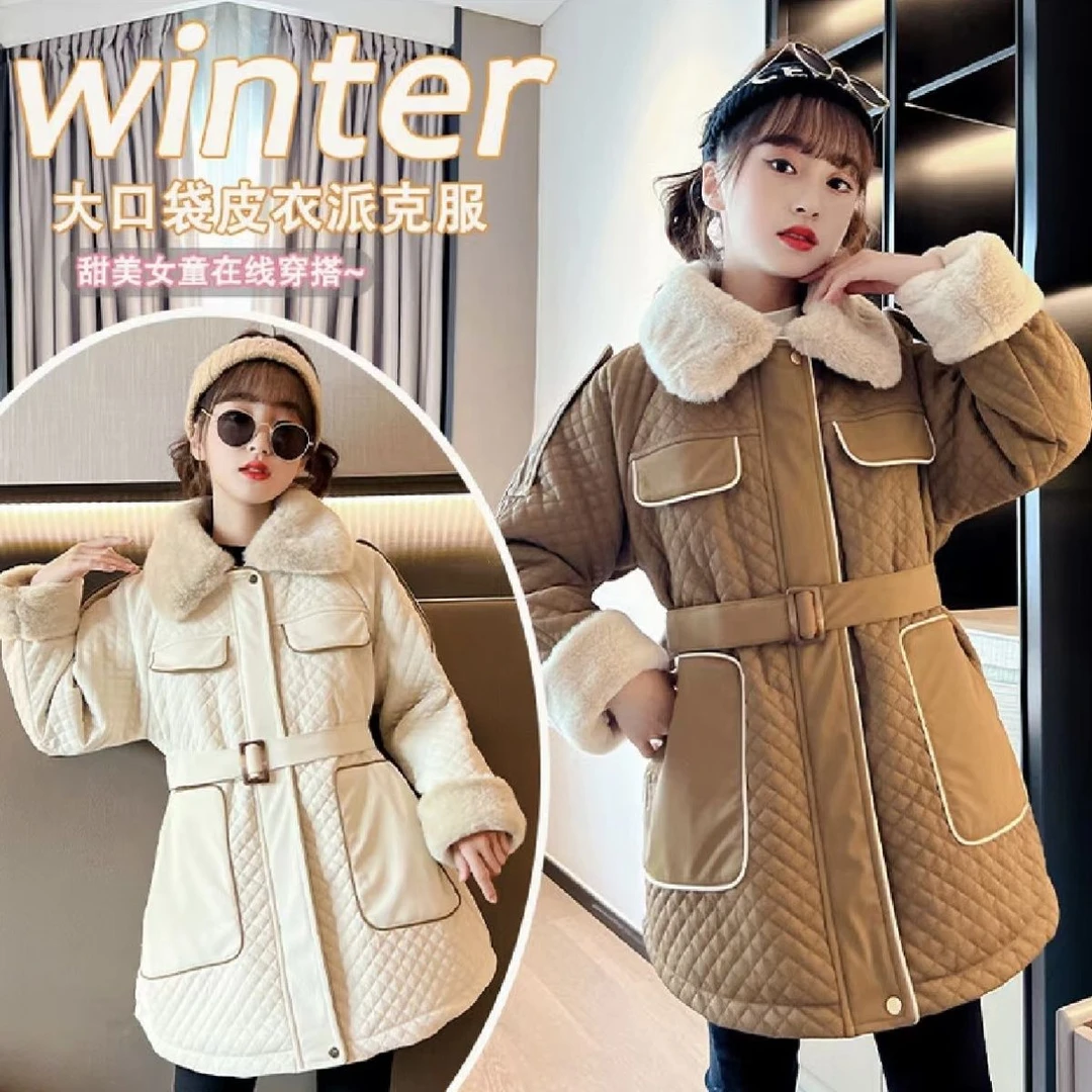LCTYB[外套]女童冬季加绒皮衣时髦加厚派克服2026