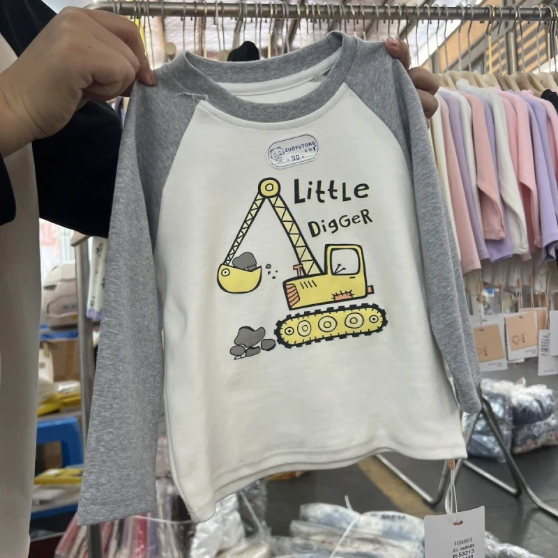 1104KD韩版卡通挖掘机打底衫T恤7754