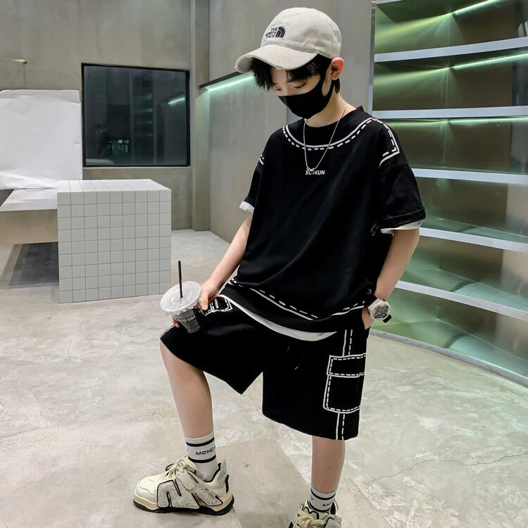 LCKN男童夏装套装2024辛苦姐姐中大儿童夏季男孩短袖运动时髦24X2