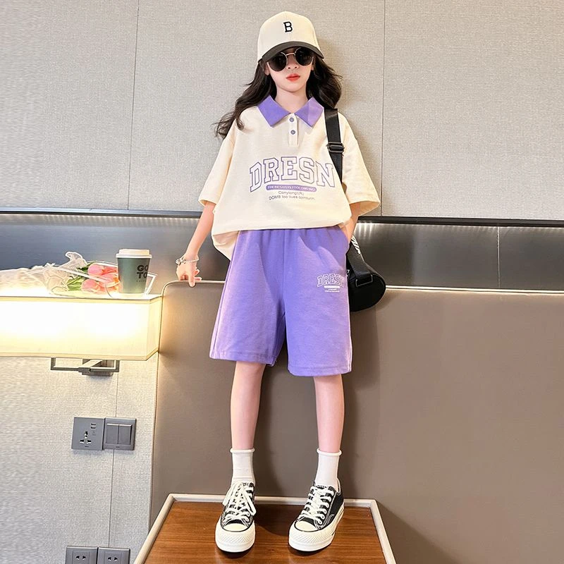 LC【XX】夏季女童DRESN字母短裤套装88858