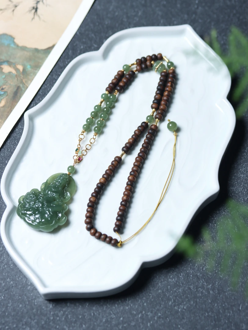 沉香☆【东临】越南富森顺化红土算盘文姐姐项链