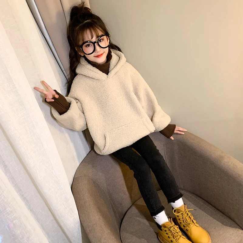 女童卫衣2023新款秋冬童装女中大童连帽衣洋气小女孩时髦外穿上衣