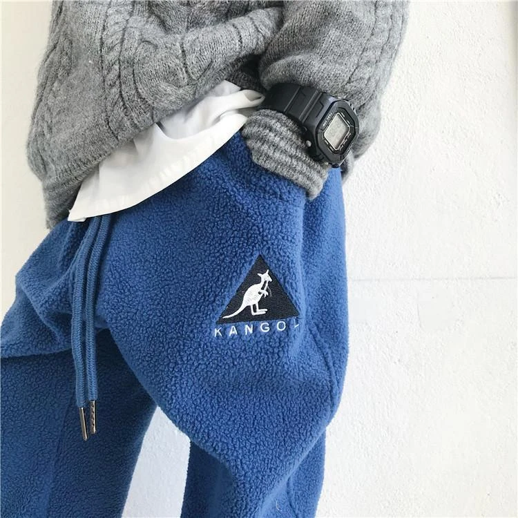 男童裤子2022秋冬新款加厚纯色束脚裤男孩一体绒外穿加绒保暖裤潮