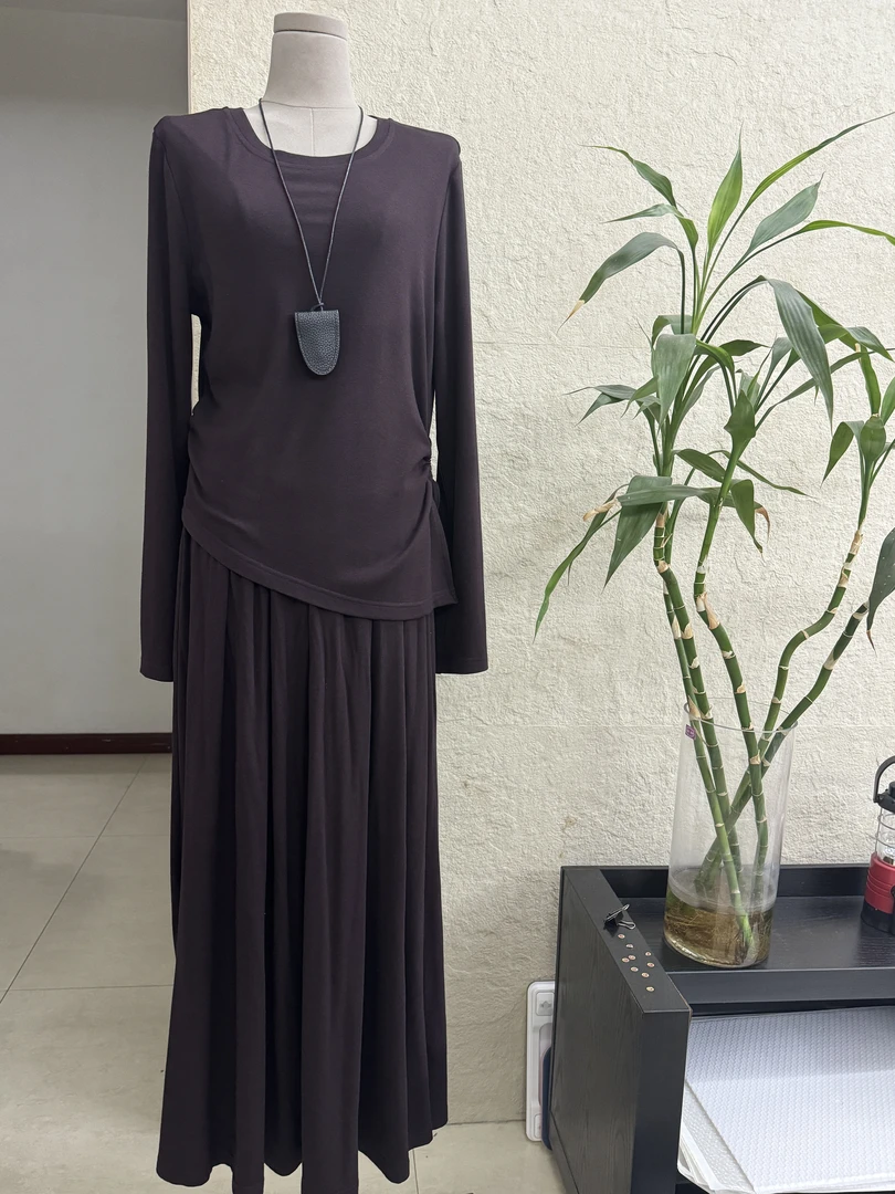 【安可拉】松弛慵懒风针织套装法式设计感气质上衣半身裙两件套