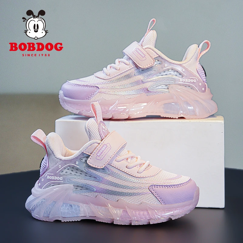 巴布豆女童运动鞋2025春秋季新款儿童透气网布小学生百搭跑步鞋子