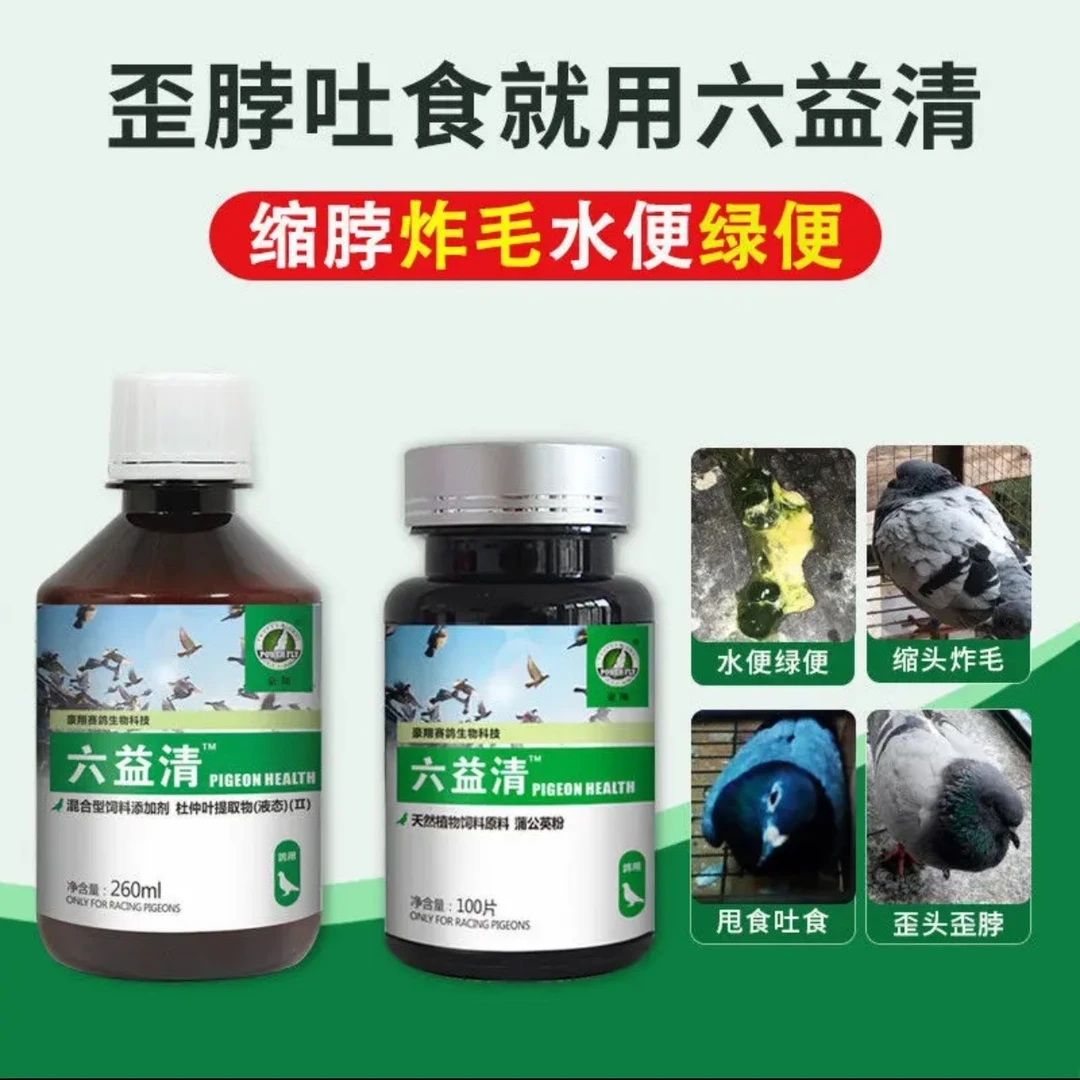 豪翔六益清 鸽子缩脖炸毛水便绿便甩食吐食赛鸽用品