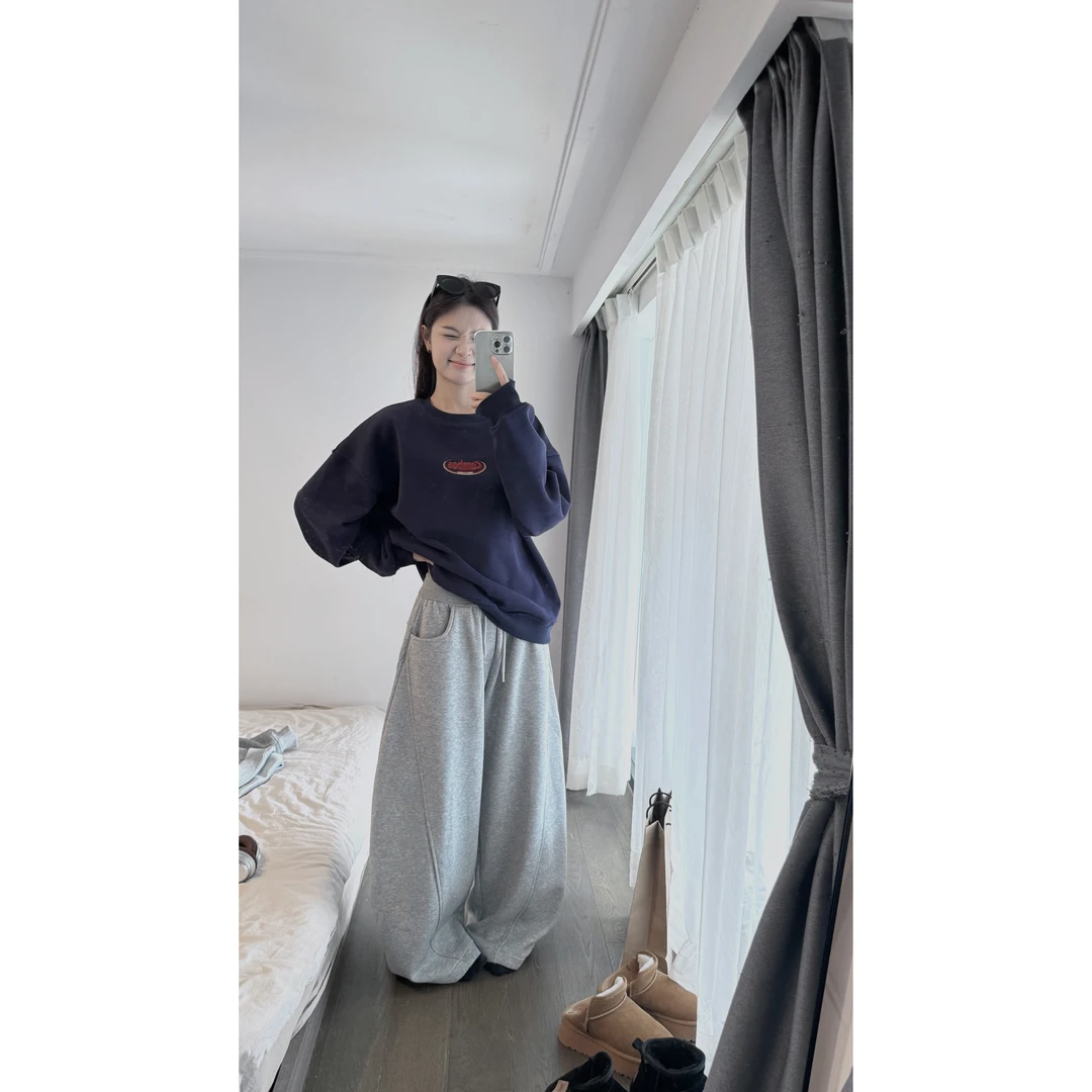 美式复古前后高密度刺绣字母加绒宽松卫衣