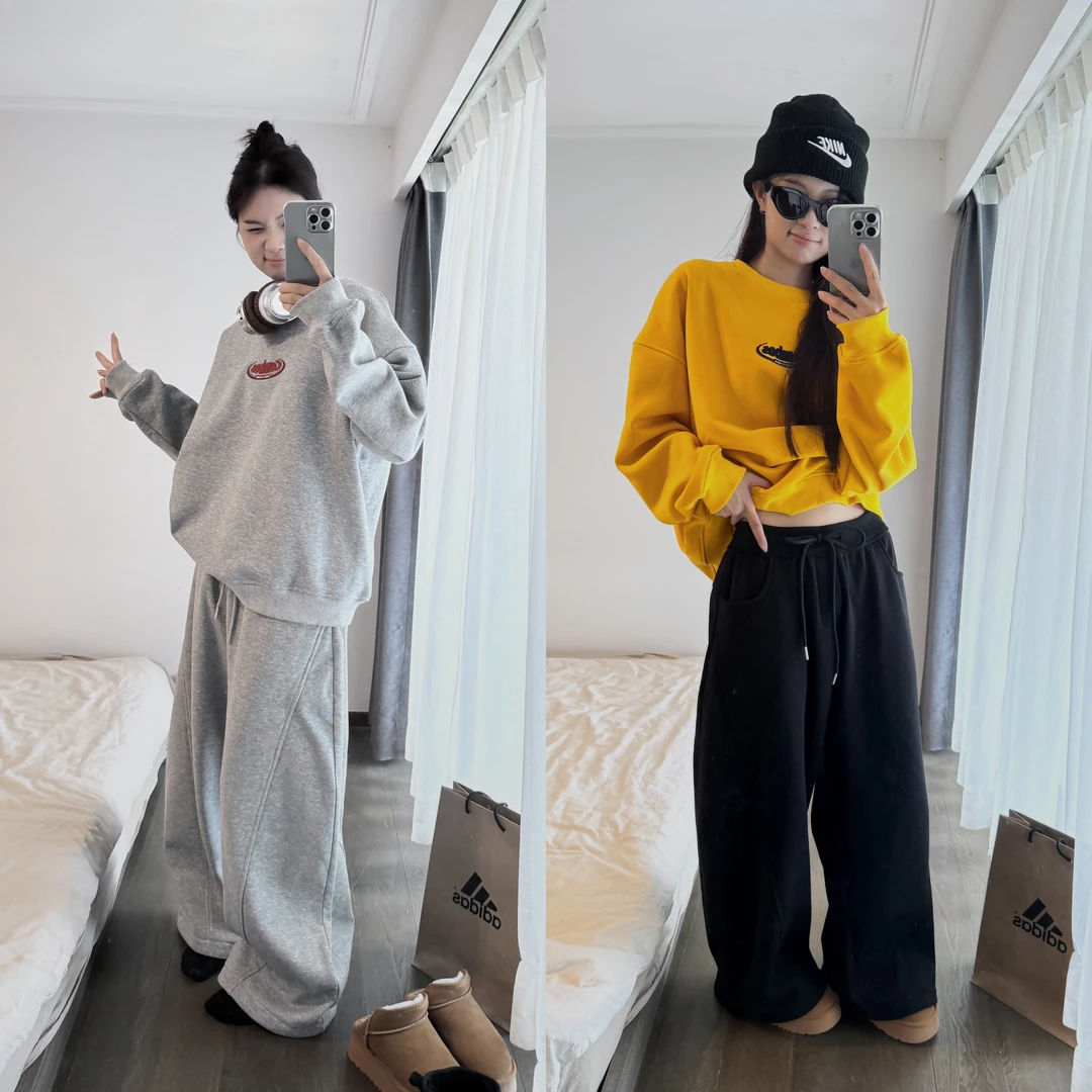 慵懒宽松百搭弯刀裤男女同款