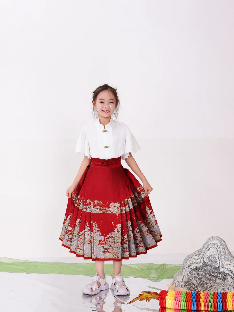 洛如嫣【意述金秋】儿童款马面裙新款国风日常明制汉服马面中国风
