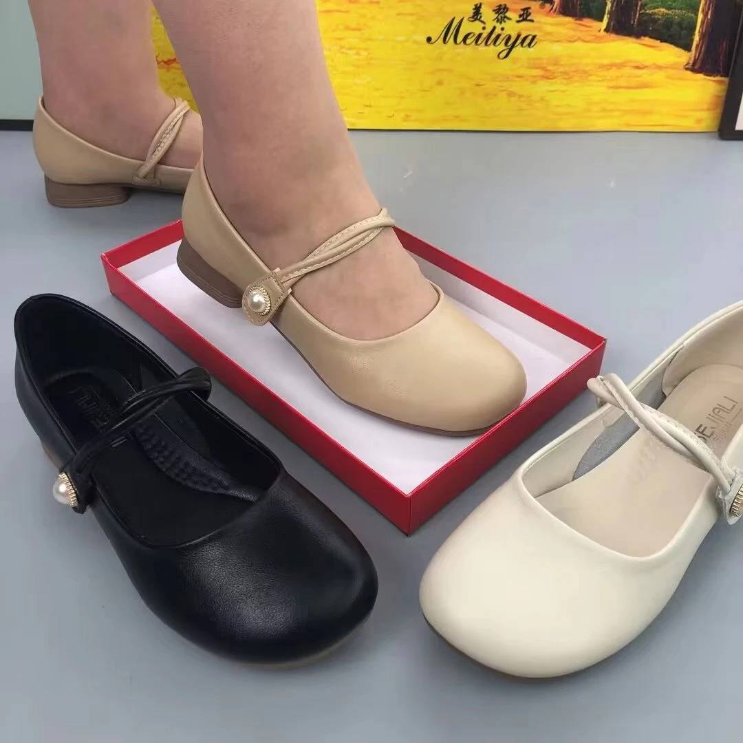 单鞋女法式玛丽珍中年妈妈鞋2024新款软底春季气质女皮鞋豆豆皮鞋