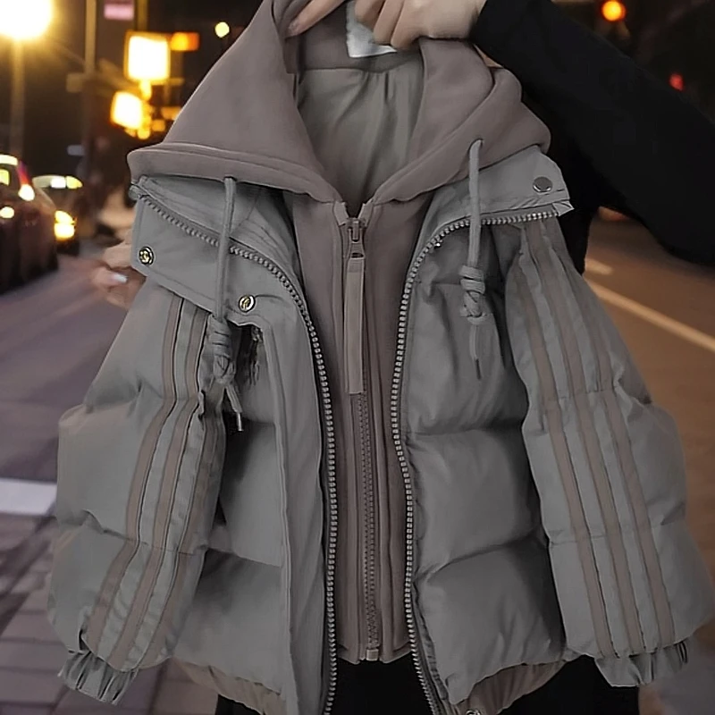 2024新款假两件冬装服男童中大童儿短款潮流外穿加厚面包服冬季