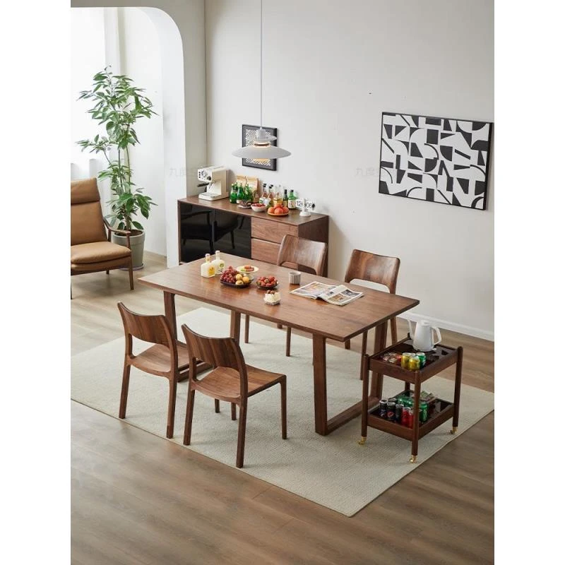 北美黑胡桃全实木去客厅家用长方形办公大板写字工作书饭餐桌椅子