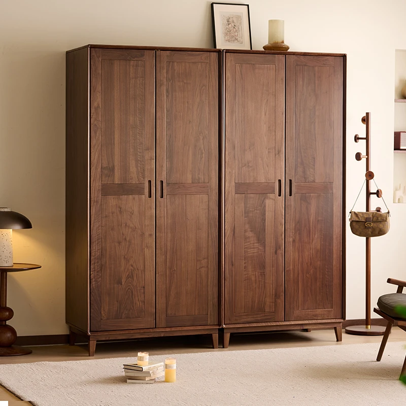 九度空间北美黑胡桃衣柜家用储物柜子现代简约实木大衣橱收纳柜
