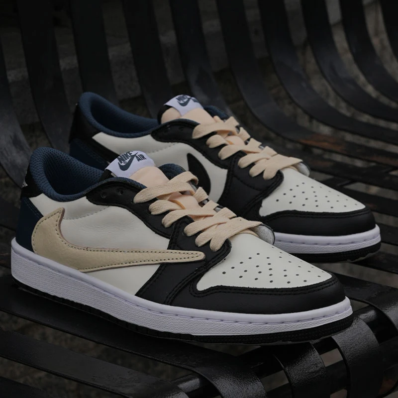 Nike/耐克复古AJ1海军蓝倒钩情侣休闲百搭低帮潮鞋【潮流球鞋定制】
