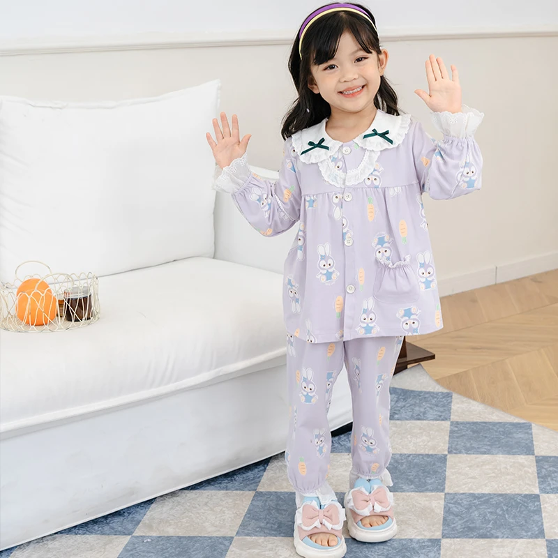 【星黛兔】儿童睡衣女童秋新款莱卡棉家居服套装儿童家居服3970