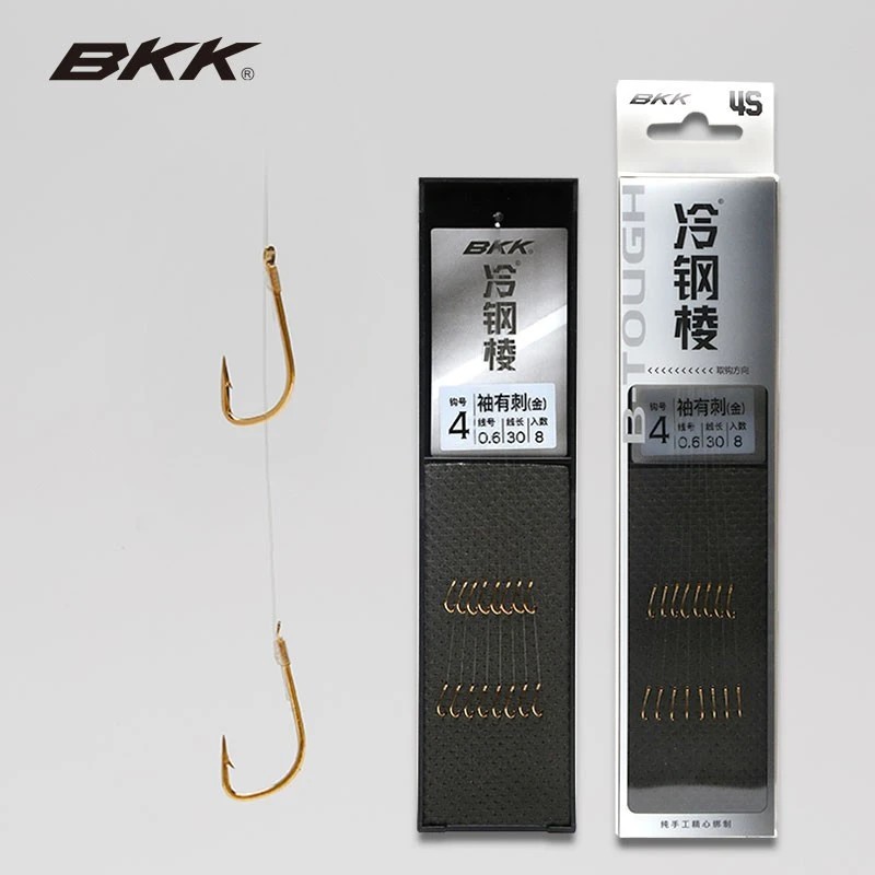 BKK新品冷钢棱短子线双钩成品子线金袖无刺金海夕有刺野钓鲫鱼钩