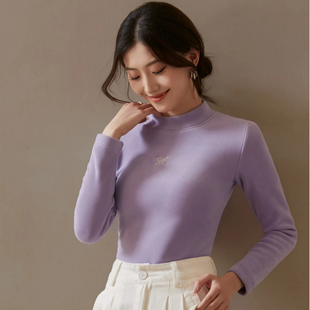 2024新款秋冬外穿洋气加绒显瘦百搭高领内搭时尚修身保暖女打底衫