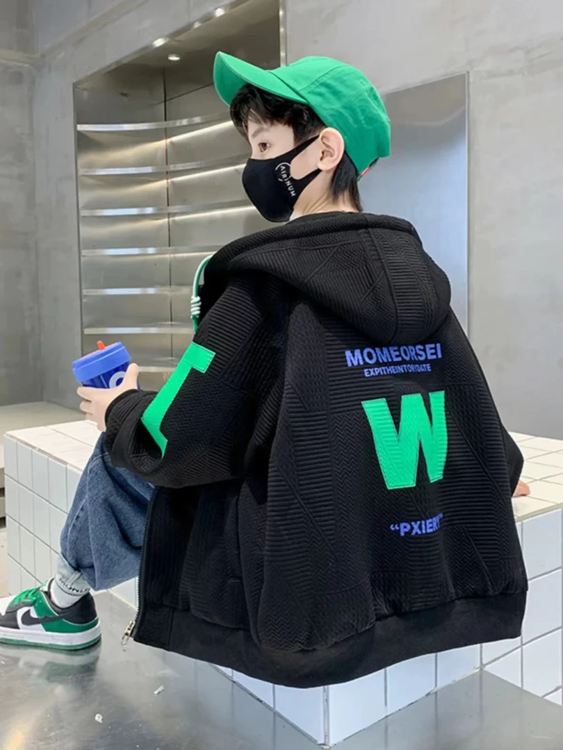 （LAOHE）WT-2507 黑色 儿童春款洋气时尚中大童春秋款潮品外套帅气