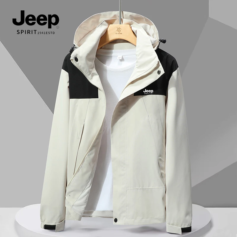JEEPSPIRIT风衣春秋款防风防水登山夹克情侣款户外外套