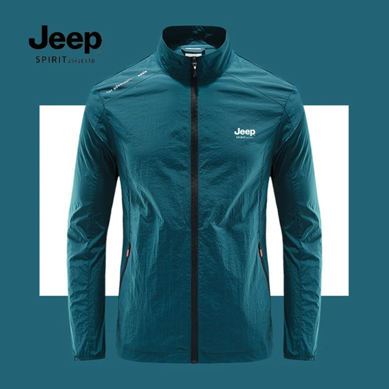JEEPSPIRIT吉普夏季轻薄防晒衣男吸汗快干皮肤衣男薄款防晒风衣男