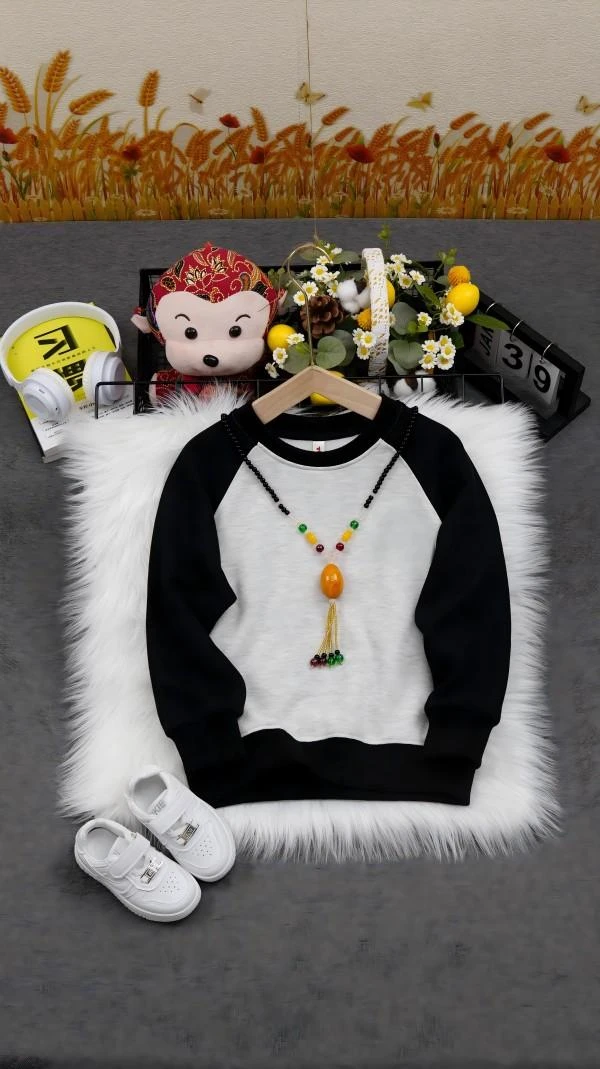 秋季儿童卫衣长袖女童洋气时尚宽松柔软舒适百搭男童圆领休闲套头