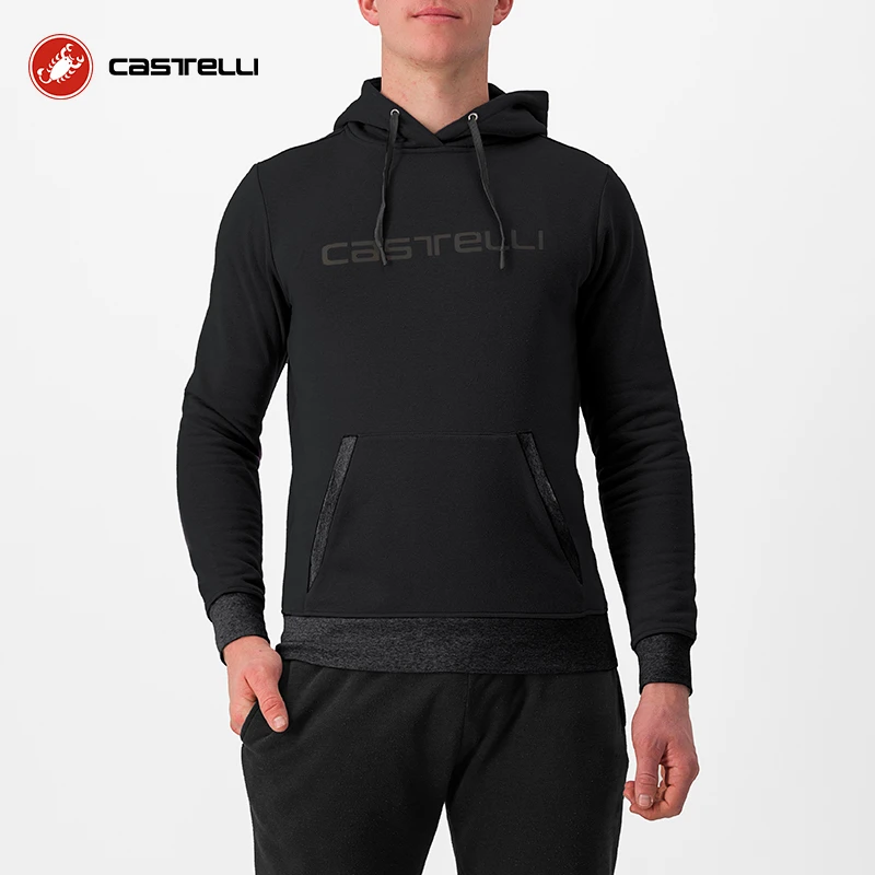 CASTELLI蝎子速干男春秋薄绒休闲通勤长袖连帽卫衣骑行服4523559