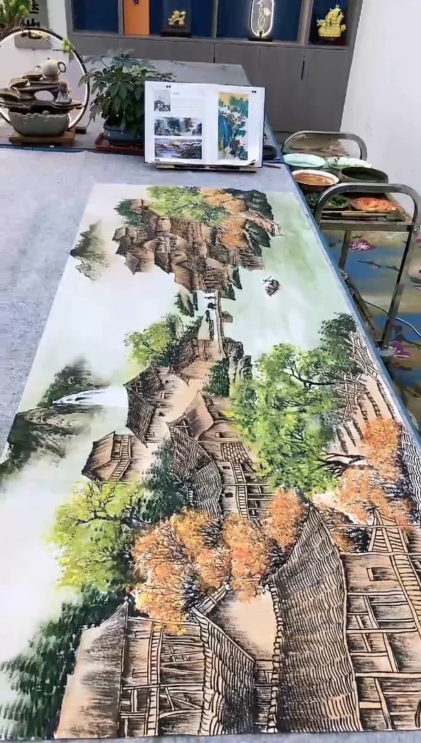 【闪购商品】绘画吴瑞君-现场创作六尺山水/无框/Y001