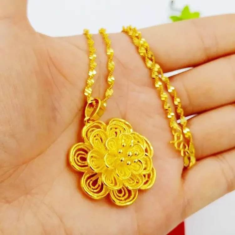 卡纯诗 KACHUNSI 花开富贵素款首饰精美吊坠送妈妈金色时尚百搭