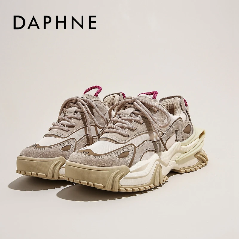Daphne/达芙妮厚底老爹鞋2024秋冬上新百搭运动鞋女鞋小香风透气