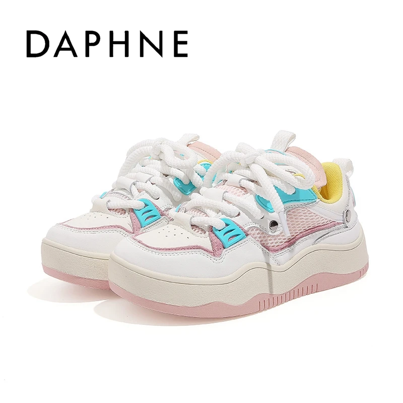 Daphne/达芙妮2025早春新款小众厚底面包运动小白鞋百搭休闲女鞋