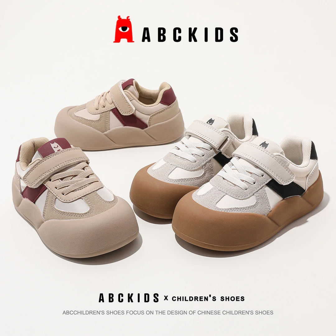 Abckids品牌童鞋德训鞋秋款男女童拼接设计软底防滑魔术贴休闲鞋