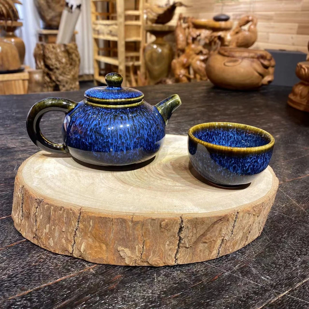 香樟木原木风茶盘壶承