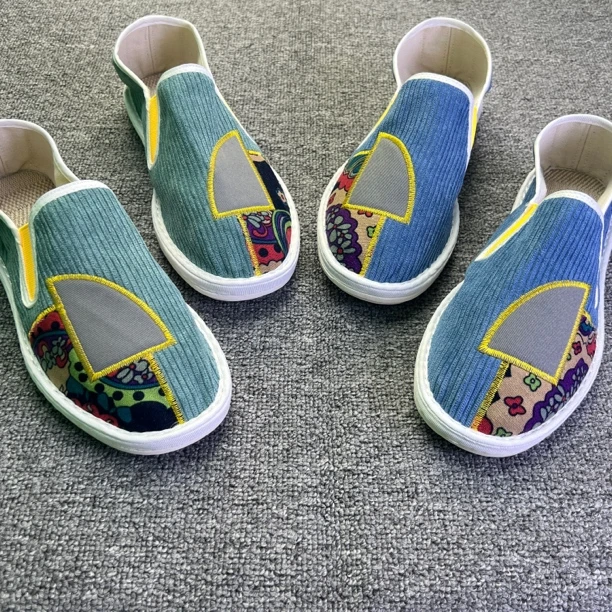 赐绣绣艺中国风绣花老北京布鞋男夏季透气防臭灯芯绒条绒开车鞋