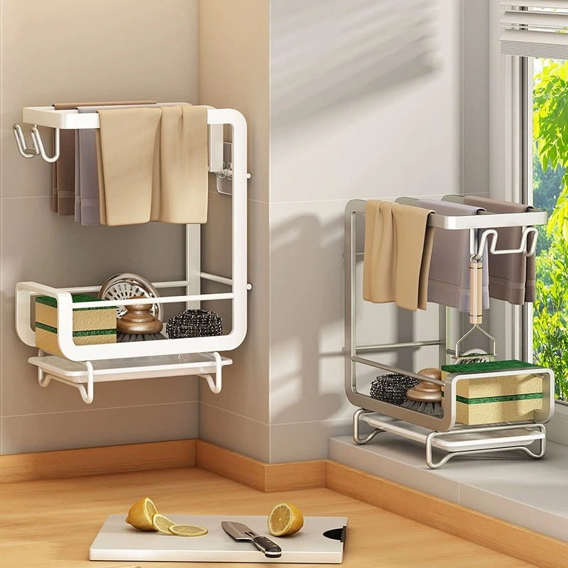 抹布架厨房置物架沥水篮用品架子收纳架水龙头洗碗布水槽海绵专用