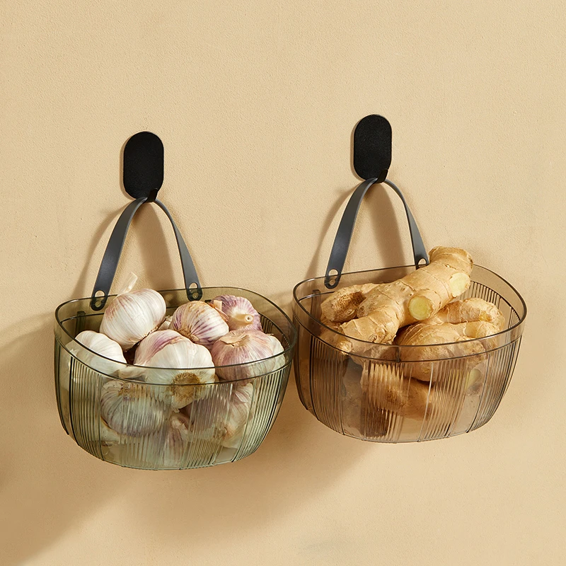 葱姜蒜收纳盒厨房放葱蒜头置物篮免打孔挂菜篮子生姜大蒜吊篮挂篮
