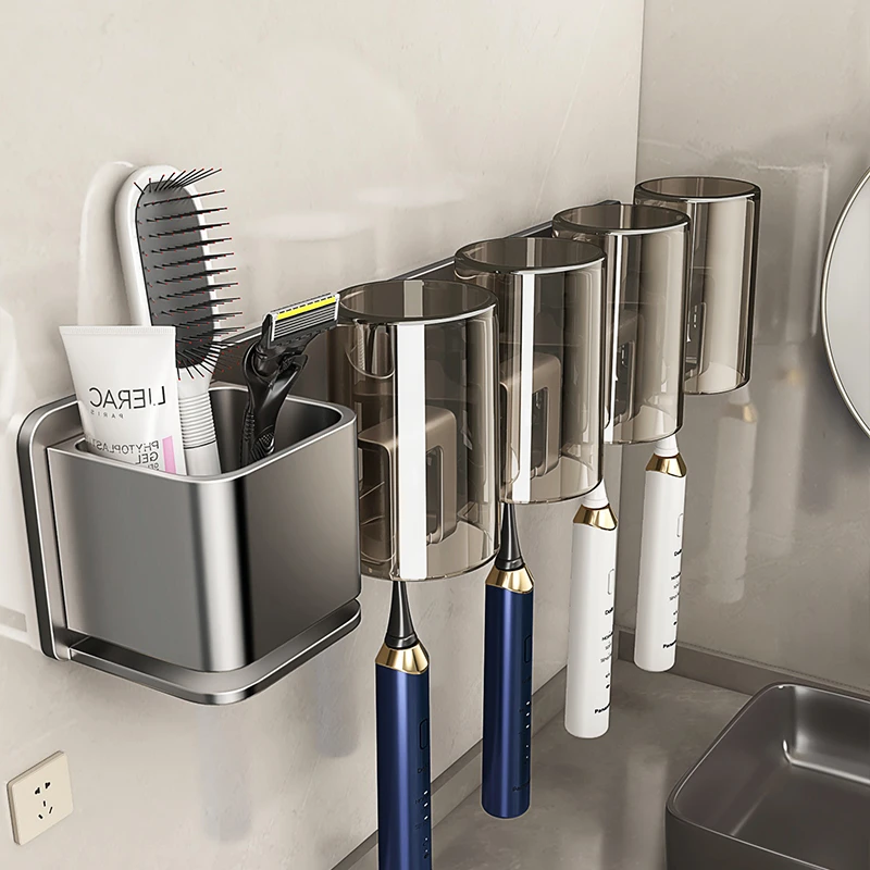 优勤牙刷置物架免打孔新款卫生间浴室壁挂式电动家庭洗漱口杯架子