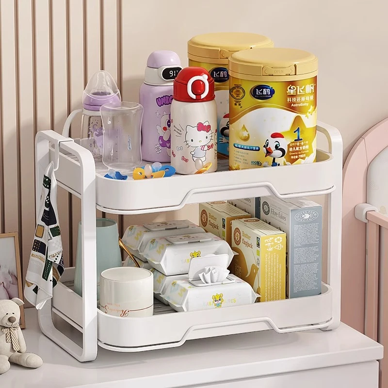 优勤杯子收纳置物架婴儿用品宝宝喂养台家用奶瓶双层托盘沥水杯架