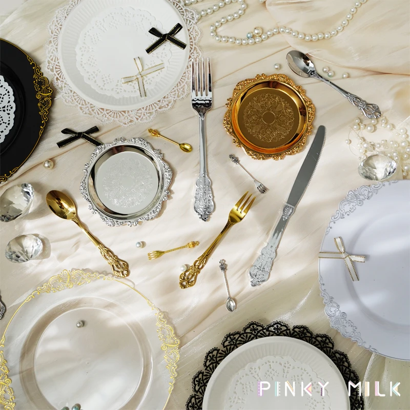 【PM痛包】餐盘痛板配件材料包金银刀叉diy装饰背景套装谷美成品