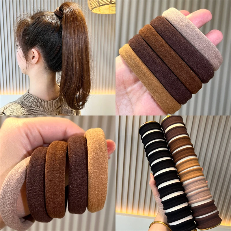 布艺发饰 20根加粗加宽高织高密弹力头绳高弹力耐用不伤发