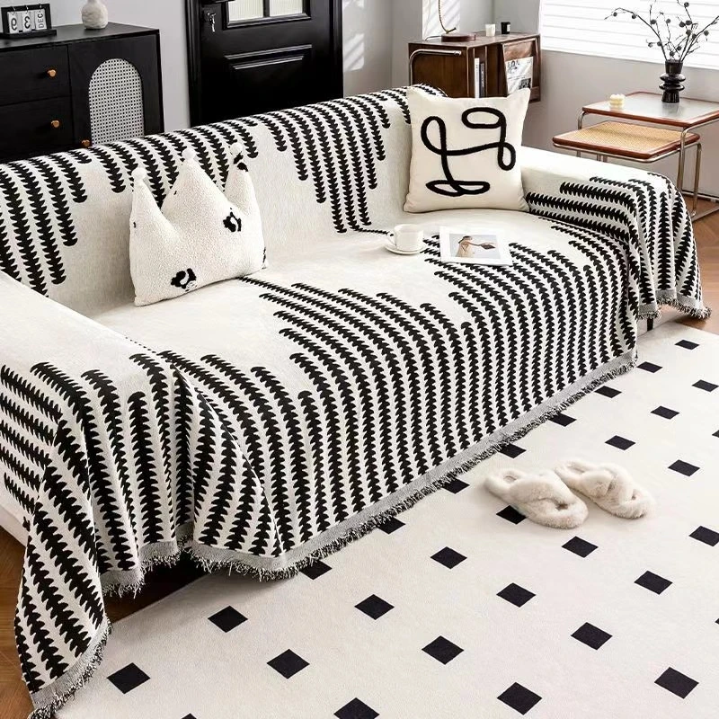 雪尼尔沙发垫沙发套盖布网红轻奢简约防滑防尘千鸟格沙发毯